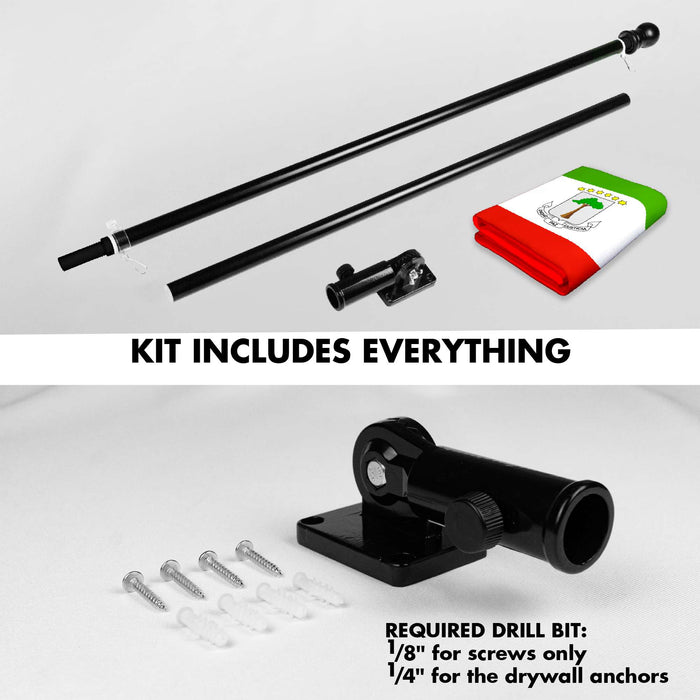 G128 Combo Pack: 6 Ft Twist Free Aluminum Spinning Flagpole (Black) & Equatorial Guinea Flag | 3x5 Ft | LiteWeave Pro Series Printed 150D Polyester | Pole with Flag Included