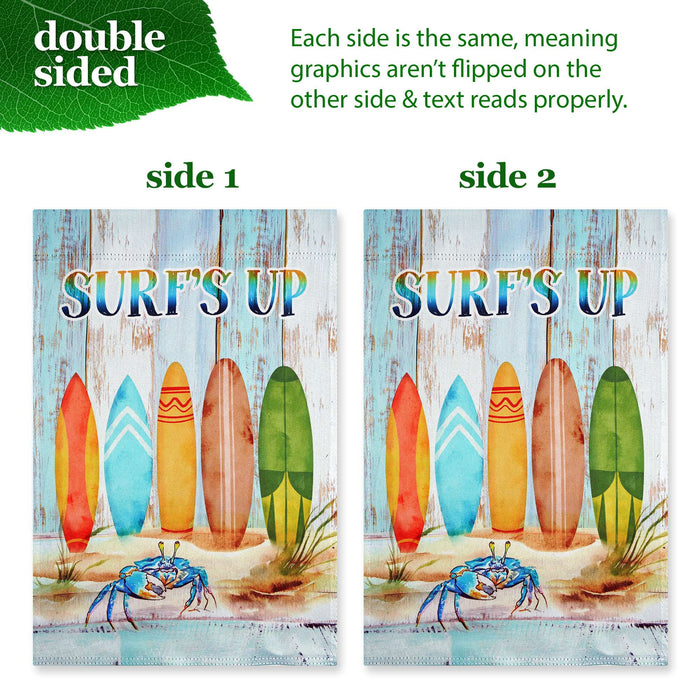 G128 36x16IN Garden Flag Stand & 12x18 Surfs Up Surfboard Flag Kit