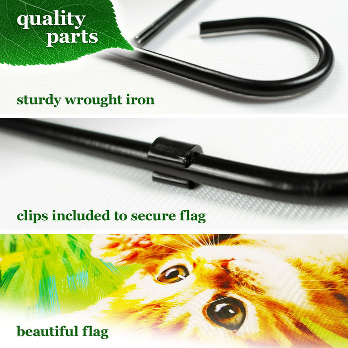 G128 Combo Pack: Garden Flag Stand 36x16IN & Garden Flag Kitten Butterfly Flowers Printed 12x18IN Double Sided