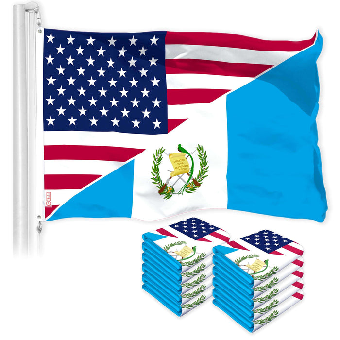 G128 10 Pack: Guatemala USA Friendship Flag | 3x5 Ft | LiteWeave Pro Series Printed 150D Polyester | Specialty Flag, Indoor/Outdoor, Vibrant Colors, Brass Grommets