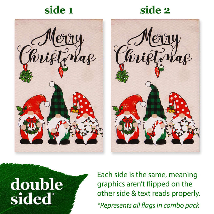 G128 set of 4 christmas, summer, valentine's gnomes garden flags, 12x18 inch, photo 3