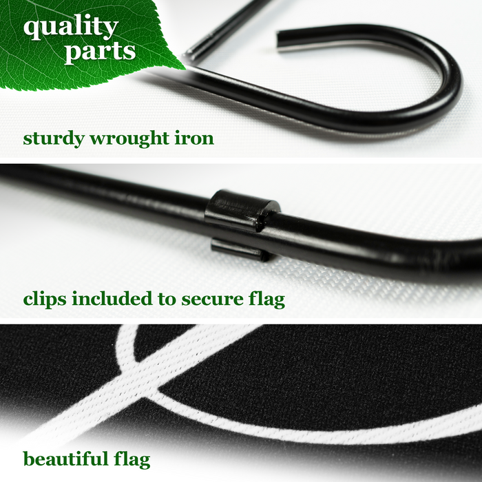 G128 Combo Pack Garden Flag Stand Black 36x16IN & Garden Flag With God All Things Possible Printed 12x18IN Double Sided Yard Garden Lawn Decoration