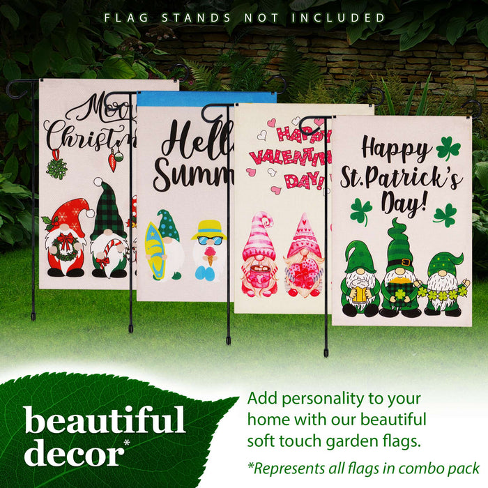 G128 set of 4 christmas, summer, valentine's gnomes garden flags, 12x18 inch, photo 8