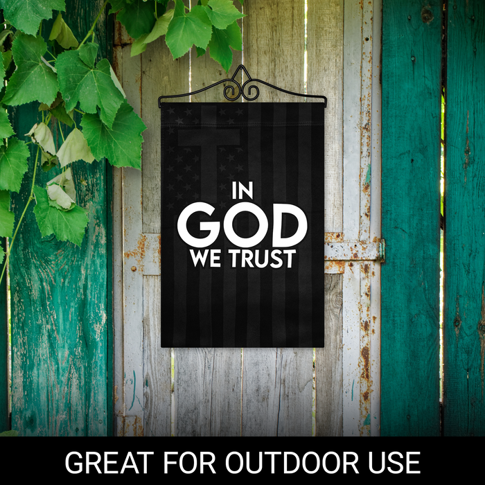 G128 Combo Pack Garden Flag Hanger 14IN & Garden Flag In God We Trust Patriotic Printed 12x18IN Double Sided Yard Garden Lawn Decoration