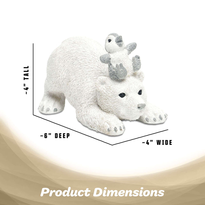 G128 resin polar bear with baby cub statue, 4 inch tabletop winter figurine