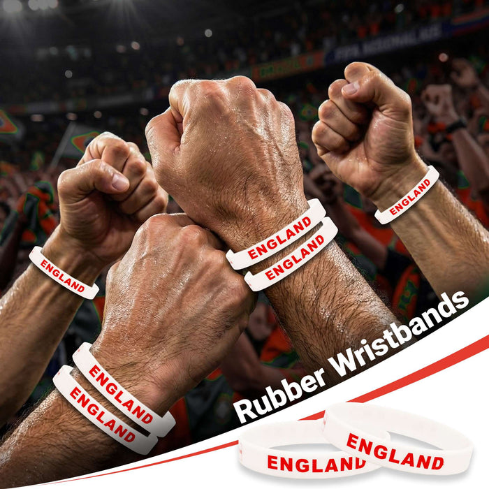 G128 World Soccer Tournament 2026 Cup Soccer Fan Set 6PCS, England Fan Merch with Flag and Bracelet, Accessories for Sports Parties