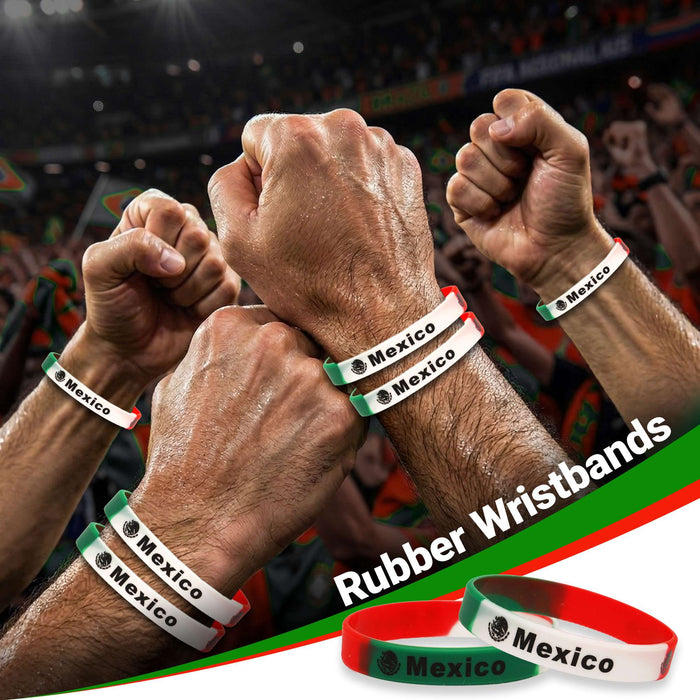 G128 World Soccer Tournament 2026 Cup Soccer Fan Set 6PCS, Mexico Fan Merch with Flag and Bracelet, Accessories for Sports Parties