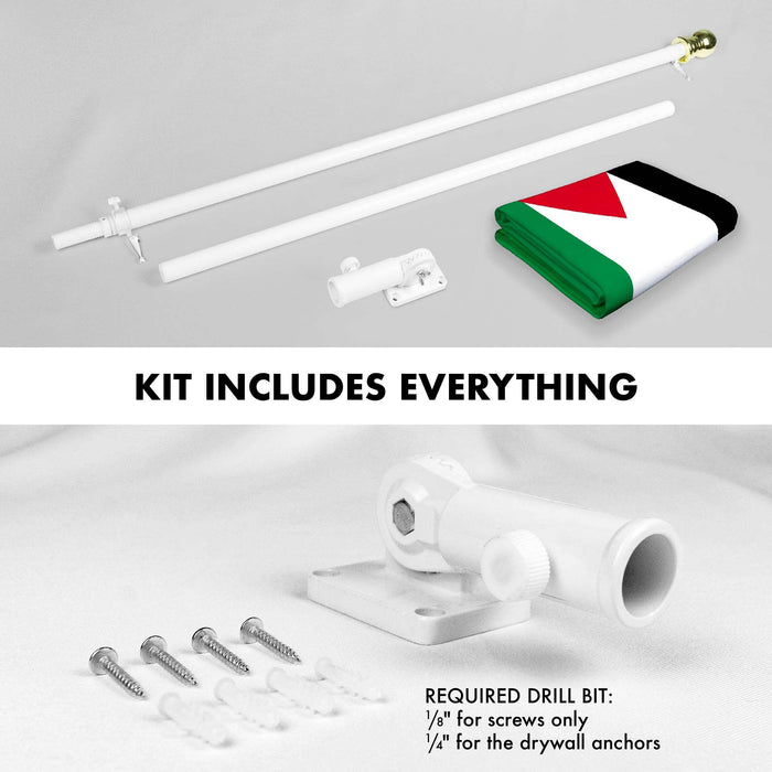 G128 Combo Pack: 6 Ft Twist Free Aluminum Spinning Flagpole (White) & Jordan Flag | 3x5 Ft | LiteWeave Pro Series Printed 150D Polyester | Pole with Flag Included