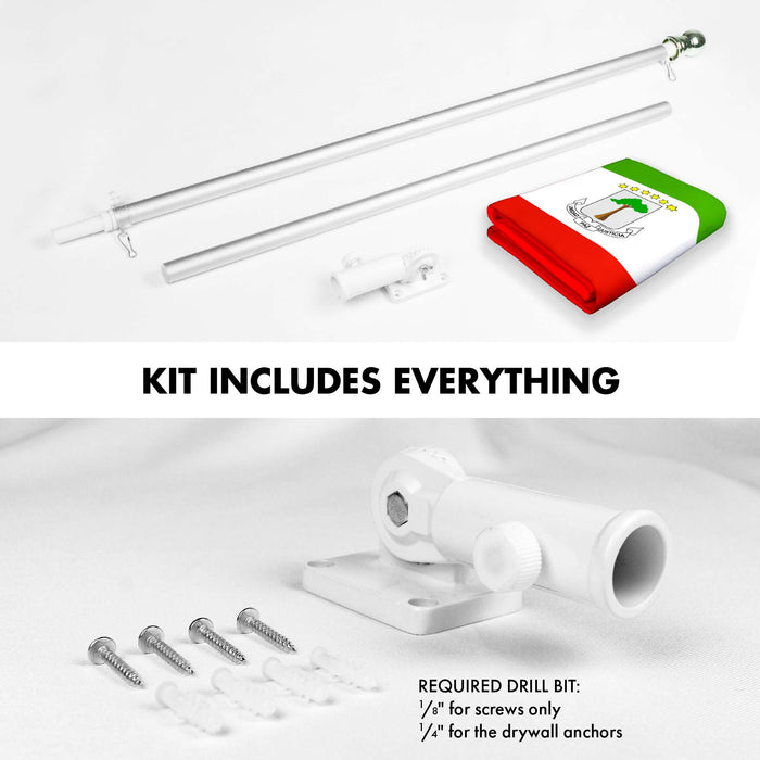 G128 Combo Pack: 6 Ft Twist Free Aluminum Spinning Flagpole (Silver) & Equatorial Guinea Flag | 3x5 Ft | LiteWeave Pro Series Printed 150D Polyester | Pole with Flag Included