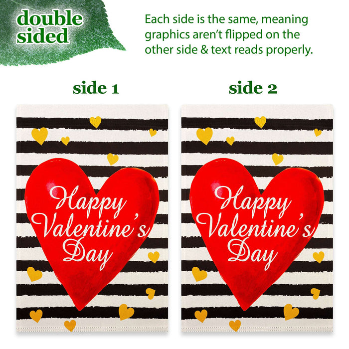 G128 Combo Pack: Garden Flag Stand 36x16IN & Garden Flag Happy Valentine's Day Striped Heart Printed 12x18IN Double Sided