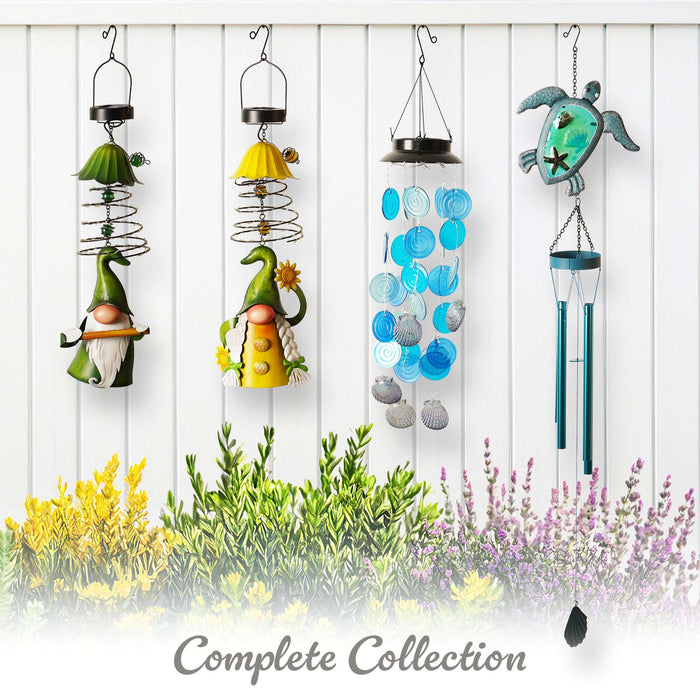 G128 Solar Wind Chime Sea Shell for Outside with Lights | Coastal Ocean Theme Windchimes Outdoors for Home Garden Patio Decor Unique Birthday Gifts