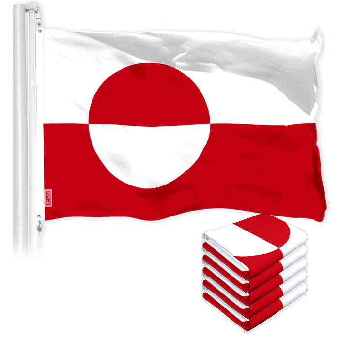 G128 5 Pack: Greenland Flag | 3x5 Ft | LiteWeave Pro Series Printed 150D Polyester | Indoor/Outdoor, Vibrant Colors, Brass Grommets