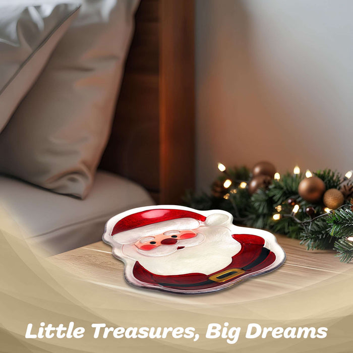 G128 Santa Claus glass Christmas serving platter, 12 inch holiday plate
