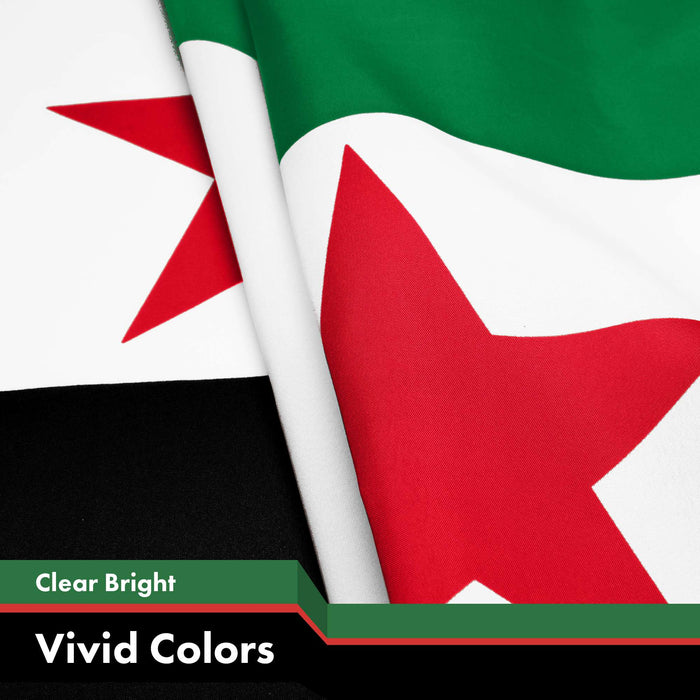 G128 2 Pack: Republic of Syria Flag | 3x5 Ft | LiteWeave Pro Series Printed 150D Polyester | Country Flag, Indoor/Outdoor, Vibrant Colors, Brass Grommets