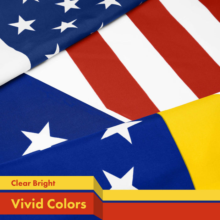 G128 10 Pack: Venezuela 8 Stars USA Friendship Flag | 3x5 Ft | LiteWeave Pro Series Printed 150D Polyester | Specialty Flag, Indoor/Outdoor, Vibrant Colors, Brass Grommets