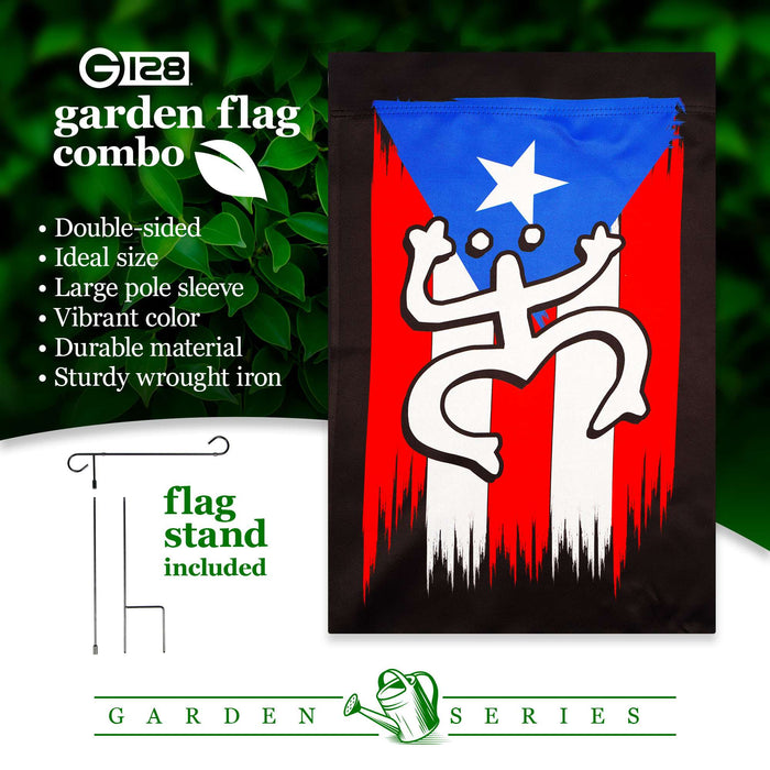 G128 36x16IN Garden Flag Stand & 12x18 Puerto Rico Coqui Frog Flag Kit