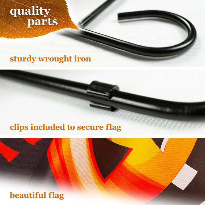 G128 36x16IN Garden Flag Stand & 12x18 Happy Halloween Pumpkin Flag Kit