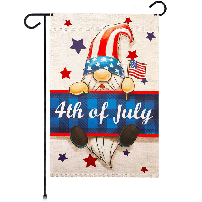 G128 4th of July Gnome Garden Flag 12x18 In Double Sided Independence Day Yard Garden Lawn Decoration