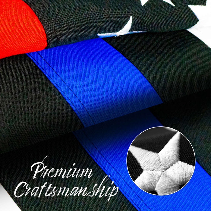Thin Red & Thin Blue Line Flag 220GSM Embroidered Spun Polyester 3x5 Ft