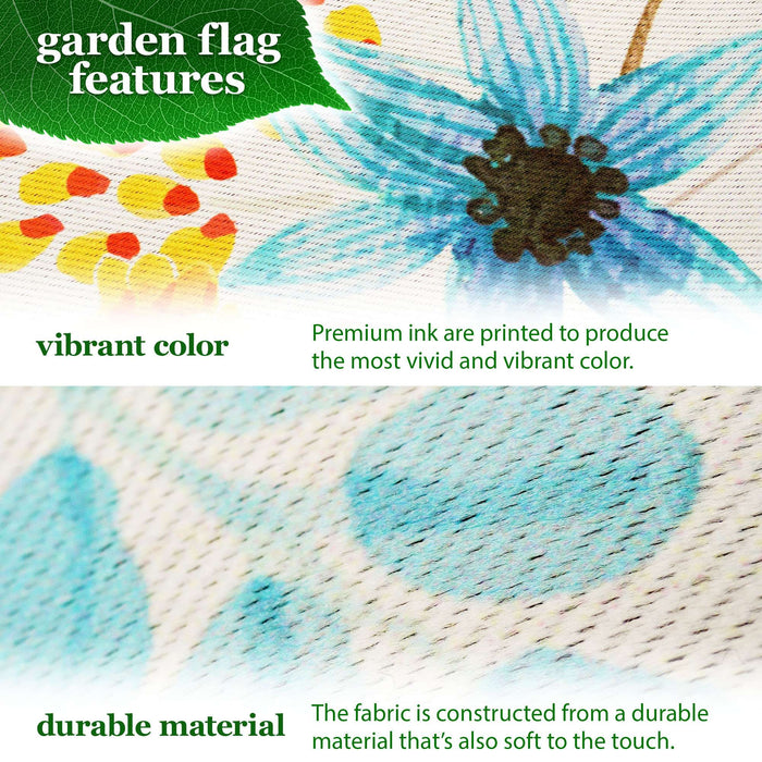 G128 Combo Pack: Garden Flag Stand 36x16IN & Garden Flag Home Sweet Home Butterflies Printed 12x18IN Double Sided