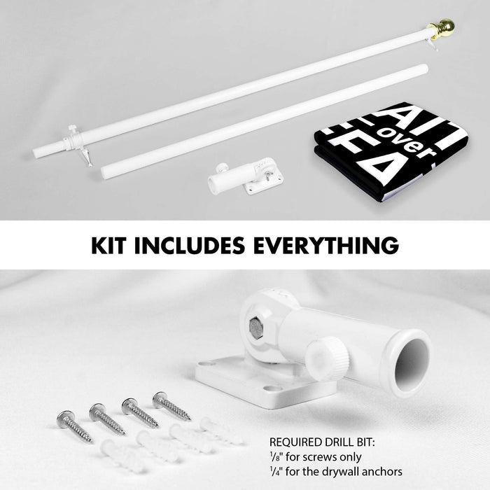 G128 Combo Pack: 6 Ft Tangle Free Aluminum Spinning Flagpole (White) & Faith over Fear Flag 3x5 Ft, LiteWeave Pro Series Printed 150D Polyester | Pole with Flag Included