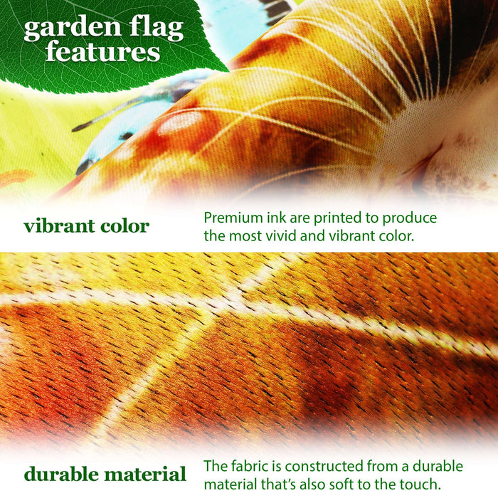 G128 Combo Pack: Garden Flag Stand 36x16IN & Garden Flag Kitten Butterfly Flowers Printed 12x18IN Double Sided