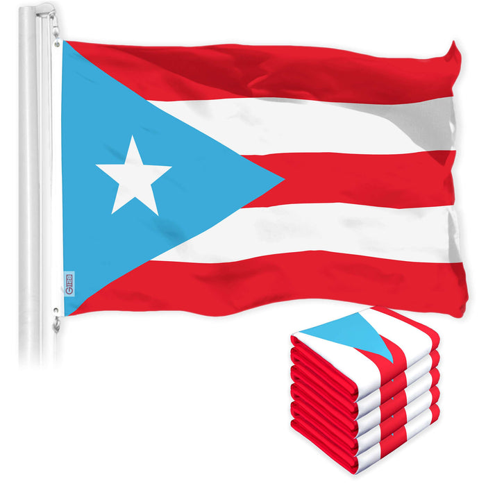 G128 5 Pack: Puerto Rico Light Blue Puerto Rican PR Flag | 2x3 Ft | LiteWeave Pro Series Printed 150D Polyester | Indoor/Outdoor, Vibrant Colors, Brass Grommets