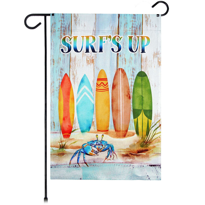 G128 Surfs Up Surfboard Beach Garden Flag 12x18 In Double Sided Summer Yard Garden Lawn Decoration