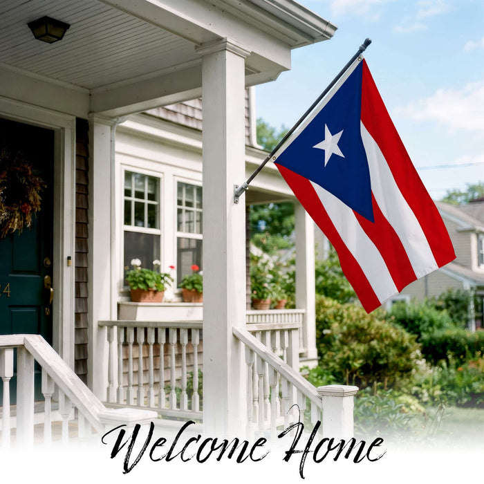 G128 Puerto Rico Puerto Rican Flag | 2.5x4 Ft | StormFlyer Series Embroidered 220GSM Spun Polyester | Embroidered Design, Indoor/Outdoor, Brass Grommets, Heavy Duty, All Weather