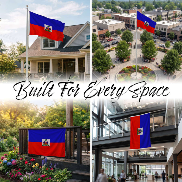 G128 Haiti Haitian Flag | 4x6 Ft | StormFlyer Series Embroidered 220GSM Spun Polyester | Country Flag, Embroidered Design, Indoor/Outdoor, Brass Grommets, Heavy Duty, All Weather
