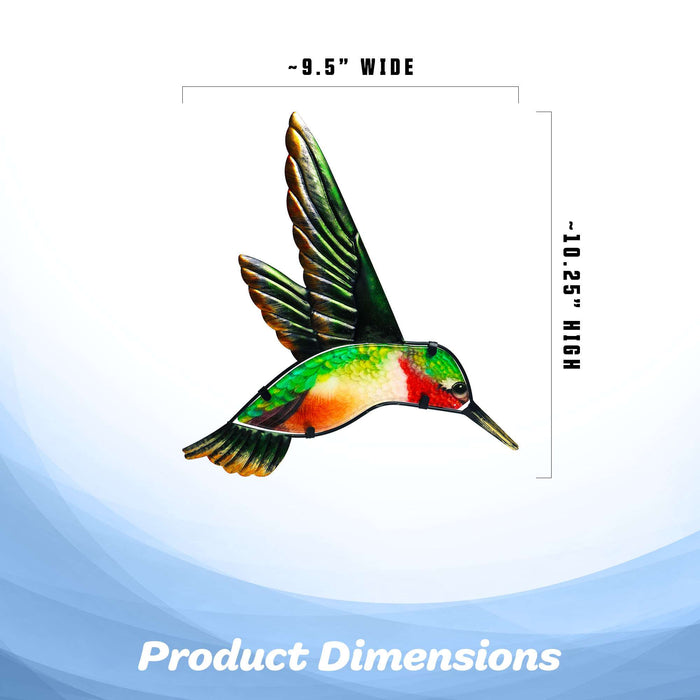 G128 green hummingbird metal wall art hanging decor, 12 inch nominal size