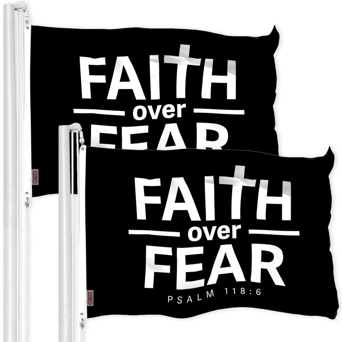 G128 2 Pack: Faith over Fear Flag | 3x5 Ft | LiteWeave Pro Series Printed 150D Polyester | Indoor/Outdoor, Vibrant Colors, Brass Grommets