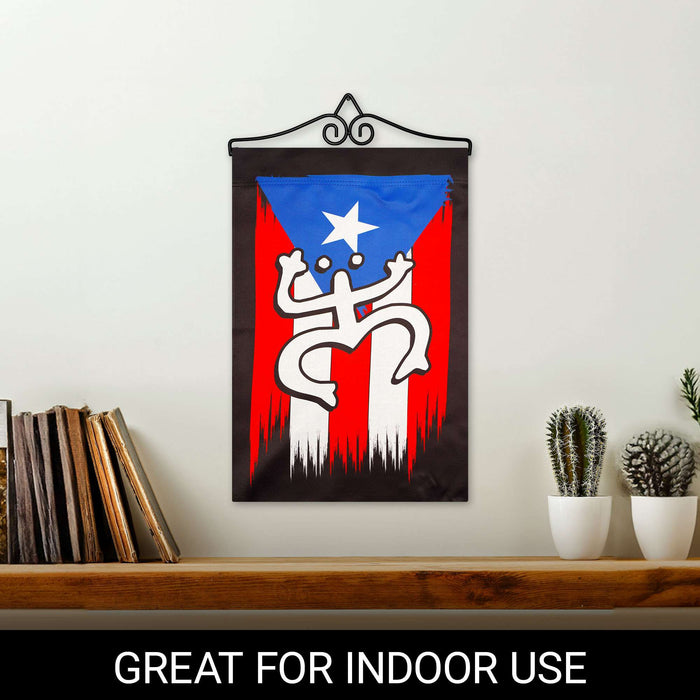 G128 12x18IN Puerto Rico Coqui Frog Garden Flag with 14IN Hanger