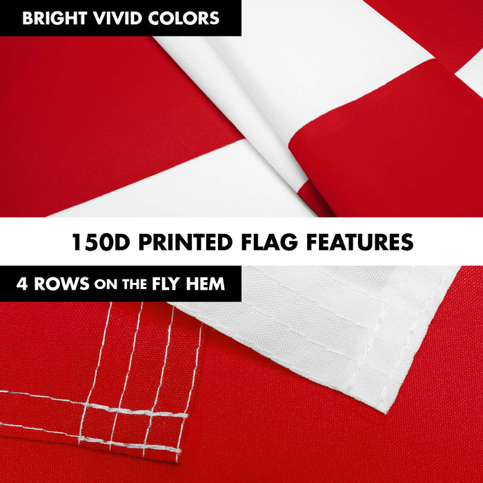 G128 Combo Pack: 6 Ft Twist Free Aluminum Spinning Flagpole (Silver) & Greenland Flag | 3x5 Ft | LiteWeave Pro Series Printed 150D Polyester | Pole with Flag Included