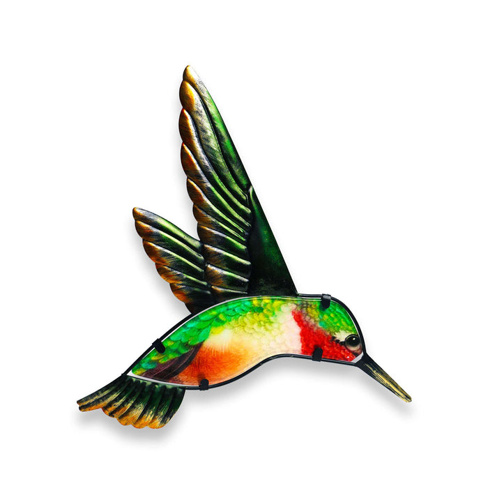 G128 green hummingbird metal wall art hanging decor, 12 inch nominal size