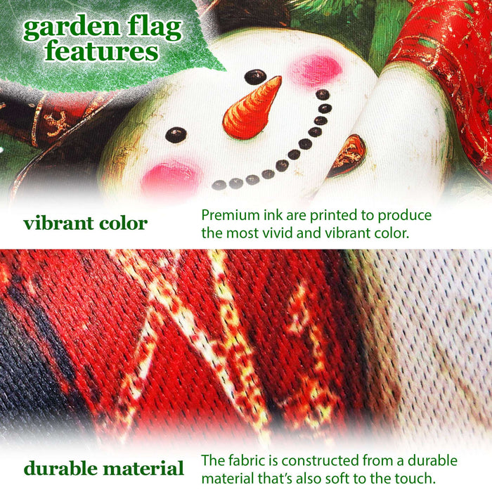G128 36x16IN Garden Flag Stand & 12x18 Christmas Red Scarf Snowman Flag Kit