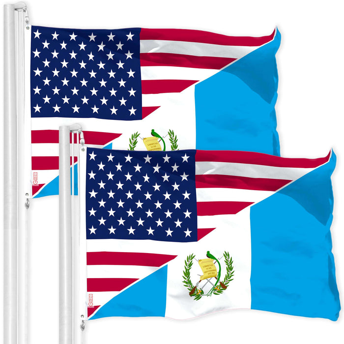 G128 2 Pack: Guatemala USA Friendship Flag | 3x5 Ft | LiteWeave Pro Series Printed 150D Polyester | Specialty Flag, Indoor/Outdoor, Vibrant Colors, Brass Grommets