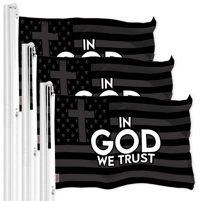 G128 3 Pack: In God We Trust Patriotic Flag | 3x5 Ft | LiteWeave Pro Series Printed 300D Polyester | Bible Verses Flag, Indoor/Outdoor, Vibrant Colors, Brass Grommets