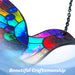 G128 hummingbird stained glass suncatcher window hanging ornament with metal frame, 10 inch nominal size
