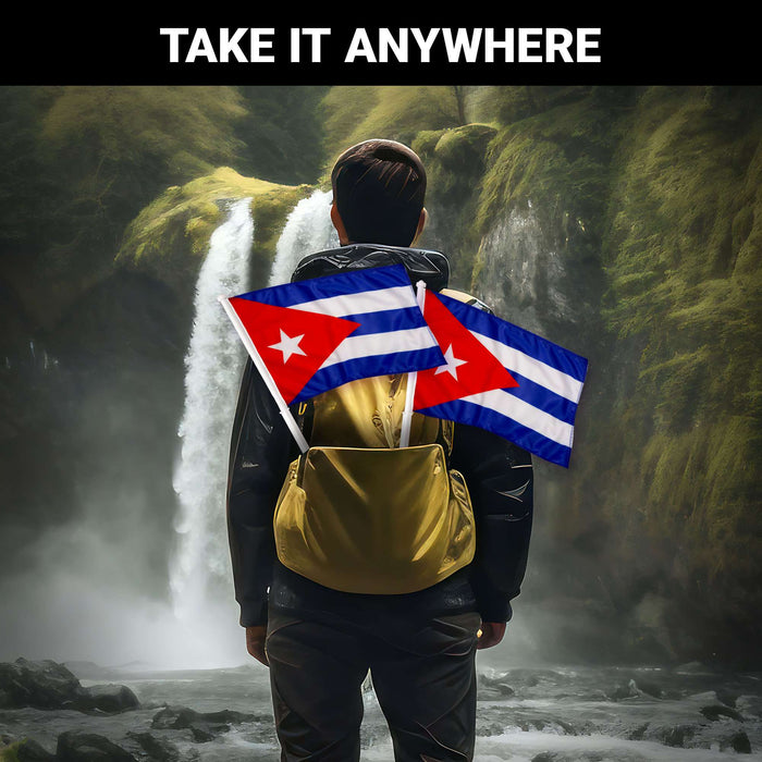 G128 2 Pack: Cuba Cuban Flag | 11x17 In | Double LiteWeave Pro Series Double Sided Printed 150D Polyester | Flagpole Included | Perfect for Festival Celebrations, Parades