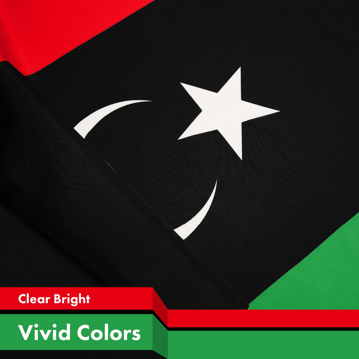 G128 5 Pack: Libya Libyan Flag | 3x5 Ft | LiteWeave Pro Series Printed 150D Polyester | Country Flag, Indoor/Outdoor, Vibrant Colors, Brass Grommets