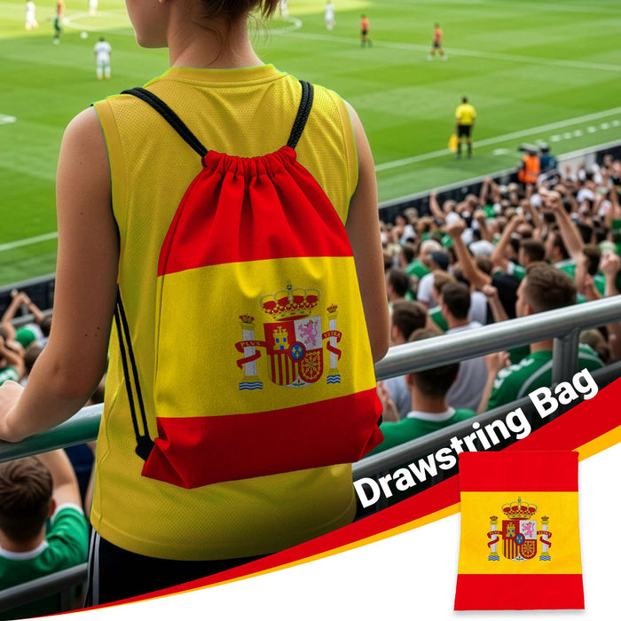 G128 World Soccer Tournament 2026 Cup Soccer Fan Set 6PCS, Spain Fan Merch with Flag and Koozie, Accessories for Sports Parties