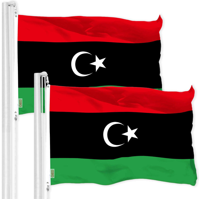 G128 2 Pack: Libya Libyan Flag | 3x5 Ft | LiteWeave Pro Series Printed 150D Polyester | Country Flag, Indoor/Outdoor, Vibrant Colors, Brass Grommets