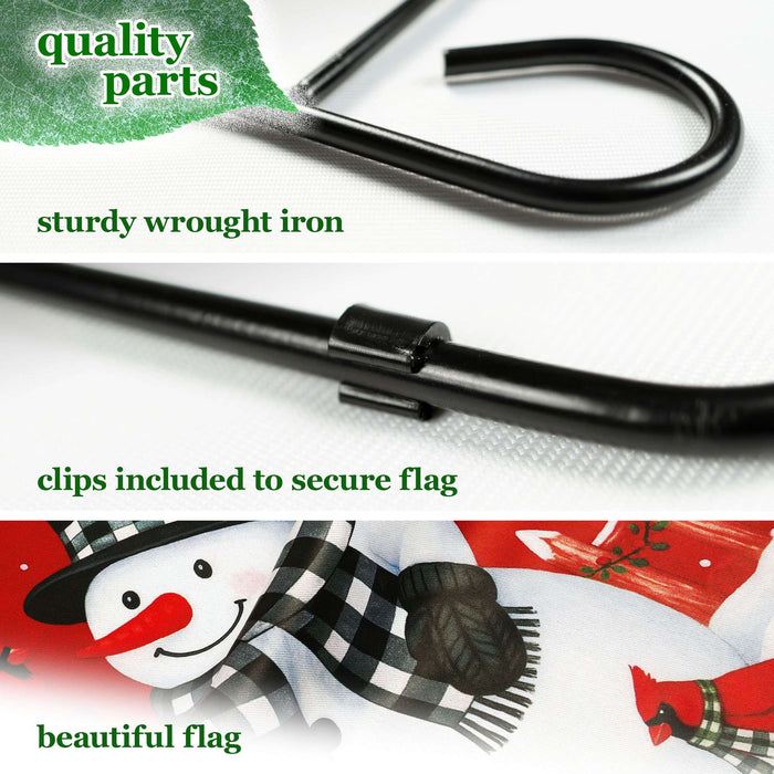G128 36x16IN Garden Flag Stand & 12x18 Let It Snow Snowman Flag Kit