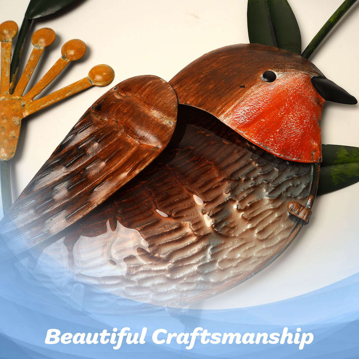 G128 Bird Robin and Bluebird Metal Wall Art Set | Bird Indoor Outdoor Wall Art Hanging Decor for Bedroom, Living Room, Garden, Patio