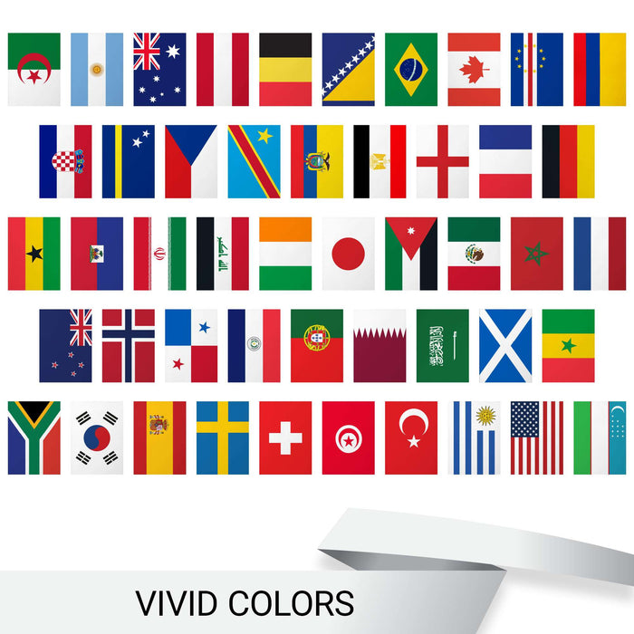 G128 2026 World Cup Bunting Banner | Flag 7.5 x 11 Inch, Full String 58 Feet | LiteWeave Pro Series Printed 150D Poly | String Flag Decor for Fan Club Party, Soccer Events, World Cup Fan Celebration