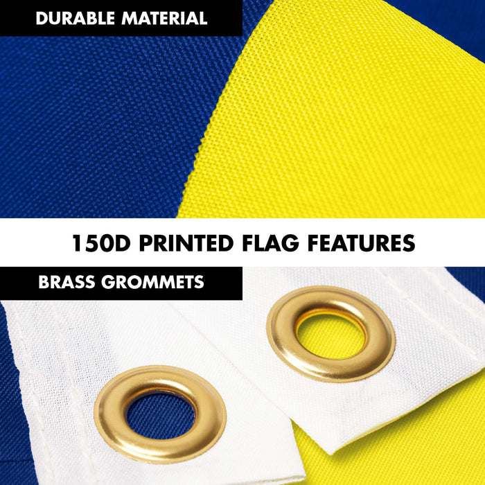 G128 Combo Pack: 6 Ft Twist Free Aluminum Spinning Flagpole (Black) & Curacao Flag | 3x5 Ft | LiteWeave Pro Series Printed 150D Polyester | Pole with Flag Included