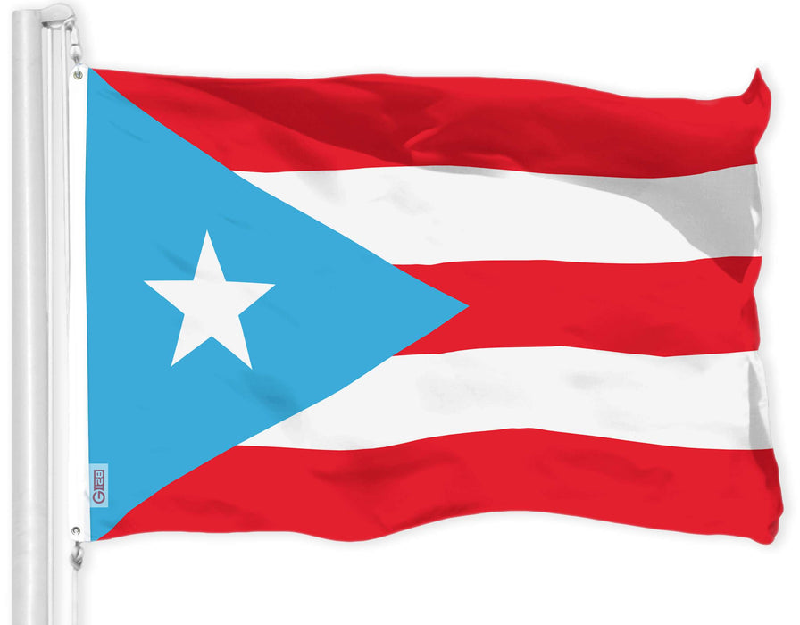 G128 Combo Pack: American USA Flag 2x3 Ft & Puerto Rico Light Blue Puerto Rican PR Flag 2x3 Ft | Both LiteWeave Pro Series Printed 150D Polyester, Brass Grommets