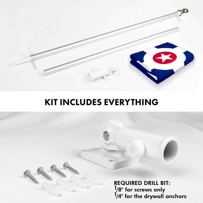G128 Combo Pack: 6 Ft Twist Free Aluminum Spinning Flagpole (Silver) & Indianapolis Flag | 3x5 Ft | LiteWeave Pro Series Printed 150D Polyester | Pole with Flag Included