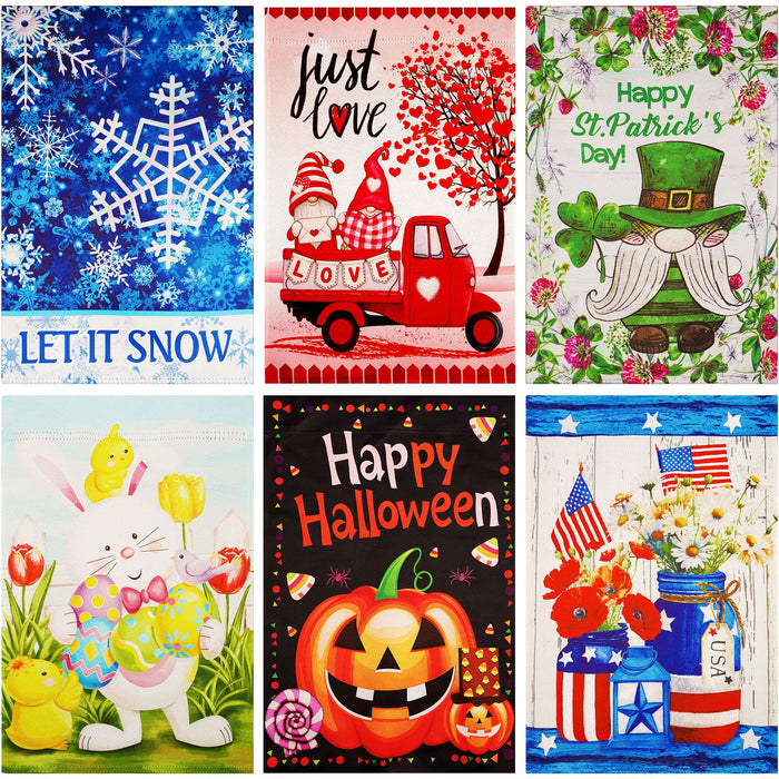 G128 set of 6 gnome, truck and pumpkin garden flags, 12x18 inch, photo 8